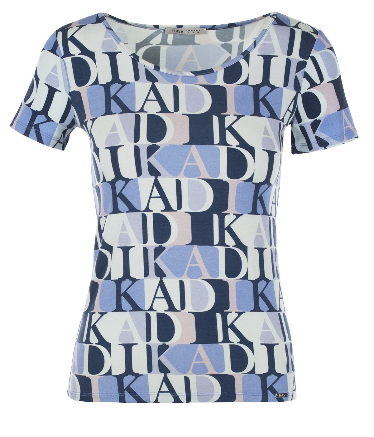 Short-sleeved viscose blouse with stylized logo print 0